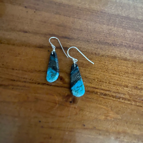 SOLD……Turquoise Slab Earrings - Picture 6 of 6